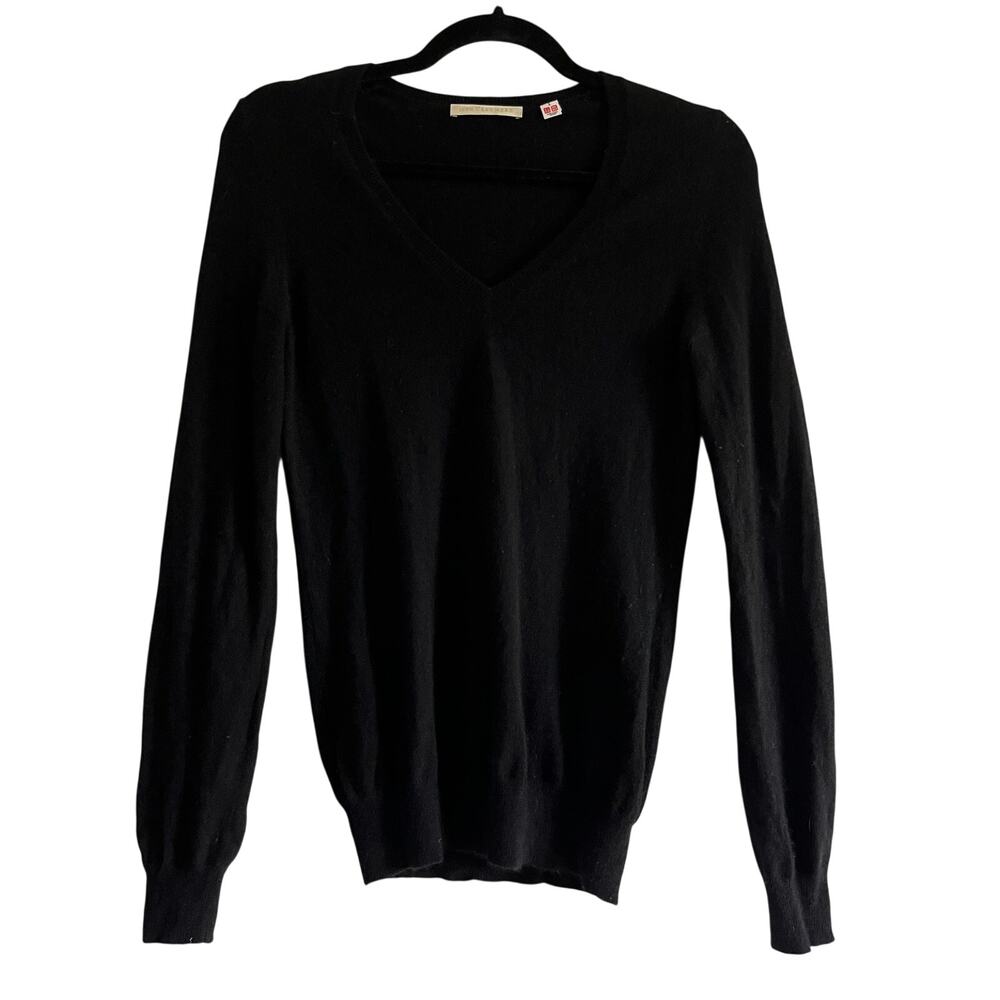 Uniqlo Women’s 100% Cashmere V Neck Sweater Black Size S Lightweight Classic